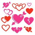 Set of hearts web and mobile logo icons Royalty Free Stock Photo