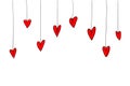 Set of red hearts on white background. Vector illustration Royalty Free Stock Photo