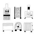 Set of heating appliances. Cold season. Vector Royalty Free Stock Photo