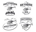 Set of helicopter logo, badges and emblems. Royalty Free Stock Photo