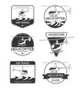 Set of helicopter logos, labels, design elements in vintage style Royalty Free Stock Photo