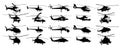 Set of helicopter silhouettes.