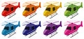 Set of helicopters in different colors Royalty Free Stock Photo