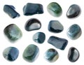 Set of heliotrope bloodstone stones cutout Royalty Free Stock Photo