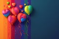 Set of colorful balloons and hearts. Valentine Day, wedding and birthday, LGBT pride concept Royalty Free Stock Photo