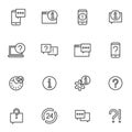 Set help around the clock support, phone help and online assistance illustration icons Royalty Free Stock Photo