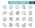 Set of Help and Support line icons. Phone Assistant, Online Help, Video Chat and Faq line icons. Internet Support and Royalty Free Stock Photo