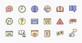 Set of Help And Support Vector Line Icons. Contains such Icons as Handbook, Book, Online Help, Tech Support and more Royalty Free Stock Photo