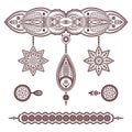 Set of henna tattoo ornaments on white Royalty Free Stock Photo