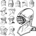 Set of Heraldic and Knight Helmets