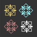 Set Heraldic Lily Flower Ornamental Fleur de lis Logo Template Illustration Design. Vector EPS 10