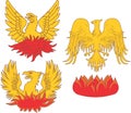 Set of heraldic phoenix birds Royalty Free Stock Photo