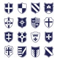 Set of heraldic shields on white background