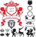 Set of heraldic silhouettes elementsSet of heraldi Royalty Free Stock Photo