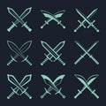 Set of heraldic swords and sabres for heraldry design vector
