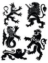 Heraldry Lions vector illustration set poster template Royalty Free Stock Photo