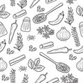 Set of herb and spices doodle illustration