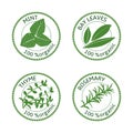Set of herbs labels. 100 organic. Vector illustration
