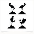 Set of Heron Logo Design Template Royalty Free Stock Photo