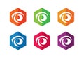 Set of hexagon eye logo icons. Vision symbol - Vector Royalty Free Stock Photo