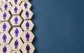 Set of hexagonal figures of people. Formation of company personnel, staffing. Hiring new employees and recruiting staff. Unity Royalty Free Stock Photo