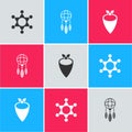 Set Hexagram sheriff, Dream catcher with feathers and Cowboy bandana icon. Vector