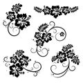 Set of hibiscus flourish decorative design elements