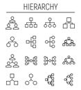 Set of hierarchy icons in modern thin line style. Royalty Free Stock Photo