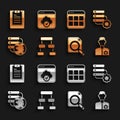 Set Hierarchy organogram chart, Analyst engineer, Search concept with folder, Network cloud connection, Browser files Royalty Free Stock Photo