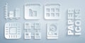 Set Hierarchy organogram chart, Browser files, Processor with CPU, Hard disk drive HDD, File missing and Data analysis Royalty Free Stock Photo
