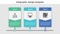 Set Hierarchy organogram chart, Computer monitor and Folded map with location. Business infographic template. Vector Royalty Free Stock Photo