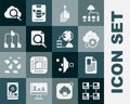 Set Hierarchy organogram chart, File document, Cloud technology data transfer, Data export, Search concept with folder Royalty Free Stock Photo