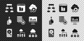 Set Hierarchy organogram chart, File missing, Cloud technology data transfer, Hard disk drive HDD, Computer network Royalty Free Stock Photo