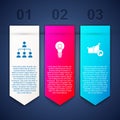 Set Hierarchy organogram chart, Head with lamp bulb and Financial growth. Business infographic template. Vector