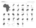 Set of 29 high detailed silhouette maps of African Countries and territories, and map of Africa vector illustration Royalty Free Stock Photo