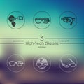 Set of high-tech glasses icons Royalty Free Stock Photo