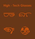 Set of high-tech glasses simple icons Royalty Free Stock Photo