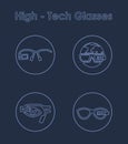 Set of high-tech glasses simple icons Royalty Free Stock Photo