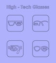 Set of high-tech glasses simple icons Royalty Free Stock Photo