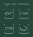 Set of high-tech glasses simple icons Royalty Free Stock Photo