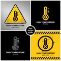 Set of high temperature warning symbols