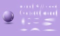 Set of highlights and glares. White pearl, water soap bubble, shiny glossy orb. Vector illustration with transparencies