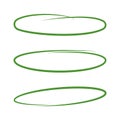 Set of highlights. Green hand drawn elements for selecting text. Sketch oval. Vector Royalty Free Stock Photo