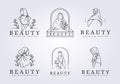 set of hijab veil girl beauty logo vector illustration design