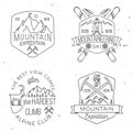 Set of Hiking, mountain expedition badge. Vector. Concept for alpine club shirt or logo, print, stamp or tee. Vintage