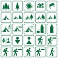 Set of Hiking tourists icon