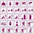 Set of Hiking tourists icon