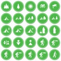 Set of Hiking tourists icon