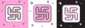 Set Hindu swastika religious symbol icon isolated on pink and white, black background. Vector Royalty Free Stock Photo