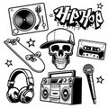 Set of hip hop culture objects